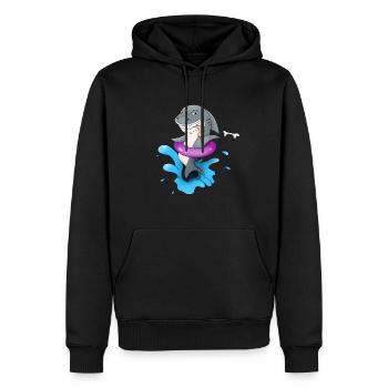 Drôle de requin autour de vacances avec des touristes - Sweat à capuche Premium bio Homme - noir - Devant - Nico (187cm)