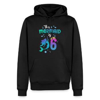 Cette sirène est 6 ans Sirène 6ème fille - Sweat à capuche Premium bio Homme - noir - Devant - Nico (187cm)