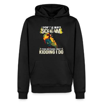 Les tourtereaux Je ne crie pas toujours pour rien - Sweat à capuche Premium bio Homme - noir - Devant - Nico (187cm)