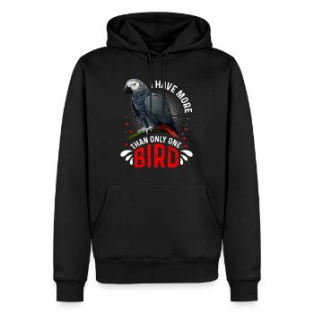 Perroquet gris J’ai plus d’un oiseau - Sweat à capuche Premium bio Homme - noir - Devant - Nico (187cm)