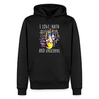 I Love Math Unicorns - Men’s Premium Organic Hoodie - black - Front - Nico (187cm)