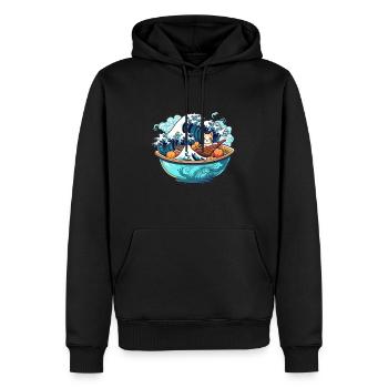 Ramen Bowl T japonais pour Otaku Kawaii Neko - Sweat à capuche Premium bio Homme - noir - Devant - Nico (187cm)