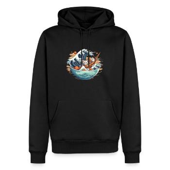 Kawaii Neko Ramen Amateurs de cuisine japonaise - Sweat à capuche Premium bio Homme - noir - Devant - Nico (187cm)