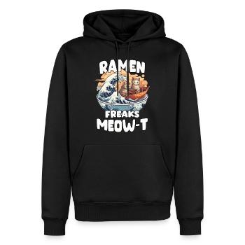 Kawaii Neko and Kanagawa wave for ramen fans. - Men’s Premium Organic Hoodie - black - Front - Nico (187cm)