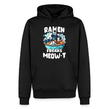 Kawaii Cat and Ramen Otaku Gift Neko Ramen - Men’s Premium Organic Hoodie - black - Front - Nico (187cm)