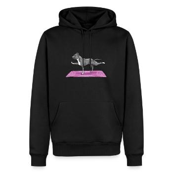 Pitbull macht Yoga Lustiger Pitbull Hundeliebhaber - Männer Premium Bio Hoodie - Schwarz - Vorne - Nico (187cm)