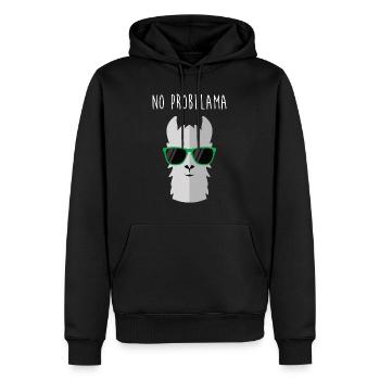 Tier Wortspiel Lama Liebhaber 'No Probllama' Lustiges Lama - Männer Premium Bio Hoodie - Schwarz - Vorne - Nico (187cm)