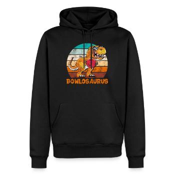 Bowlingspieler Bowlosaurus Dinosaurier Fan - Männer Premium Bio Hoodie - Schwarz - Vorne - Nico (187cm)