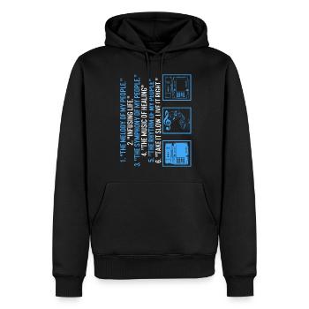 Chemise d’infirmière, La mélodie de mon peuple 1 tee, - Sweat à capuche Premium bio Homme - noir - Devant - Nico (187cm)