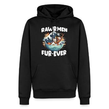 Kawaii cat in ramen heaven for otakus - Men’s Premium Organic Hoodie - black - Front - Nico (187cm)