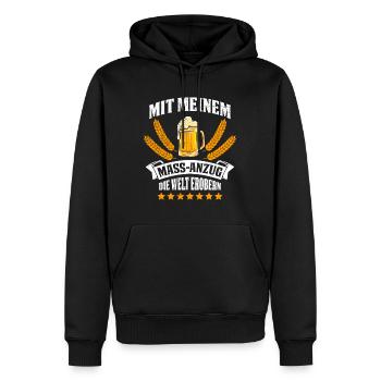 Bayerisch Shirt Mit Meinem Mass-Anzug Welt Erobern - Männer Premium Bio Hoodie - Schwarz - Vorne - Nico (187cm)