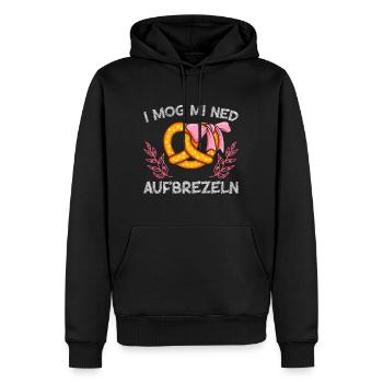 Bayerische Brezeln I Mog mi Ned Aufbrezeln Frauen - Männer Premium Bio Hoodie - Schwarz - Vorne - Nico (187cm)