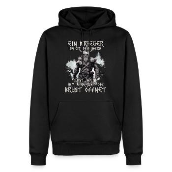 Wikinger Krieger Mythos der Nordmänner Schlachtruf - Männer Premium Bio Hoodie - Schwarz - Vorne - Nico (187cm)