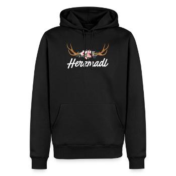 Bayerische Frauen Herzmadl Bayern Boarisch - Männer Premium Bio Hoodie - Schwarz - Vorne - Nico (187cm)