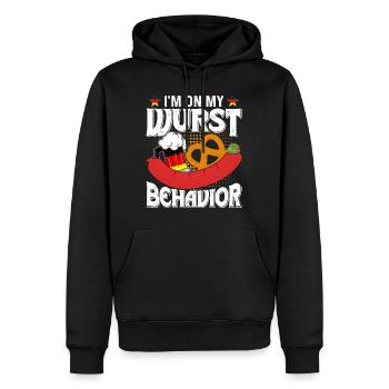 Deutschland On my Wurst Behavior Brezeln Bierfan - Männer Premium Bio Hoodie - Schwarz - Vorne - Nico (187cm)