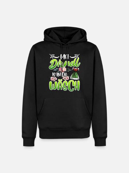Mein Dirndl is in da Wäsch Bayerisches Dirndl Shir - Männer Premium Bio Hoodie - Schwarz