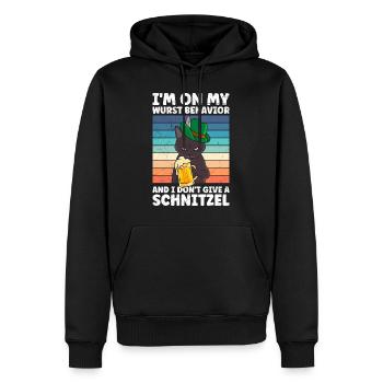 Deutsche Bratwurst I'm on my Wurst Behavior - Männer Premium Bio Hoodie - Schwarz - Vorne - Nico (187cm)