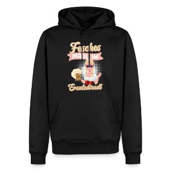 Bayerische Tracht Fesches Madl im Ersatzdirndl - Männer Premium Bio Hoodie - Schwarz - Vorne - Nico (187cm)