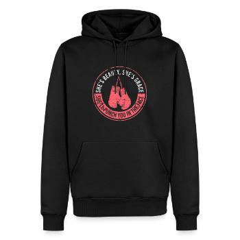 Sie wird dir ins Gesicht schlagen Boxmädchen - Männer Premium Bio Hoodie - Schwarz - Vorne - Nico (187cm)