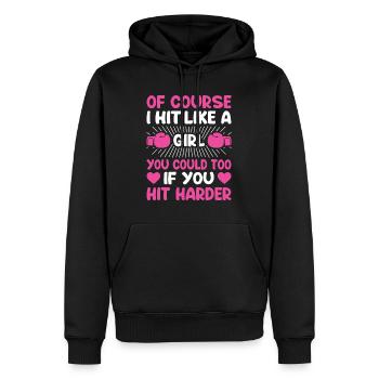 Hit Like A Girl Funny Girl Boxing - Men’s Premium Organic Hoodie - black - Front - Nico (187cm)