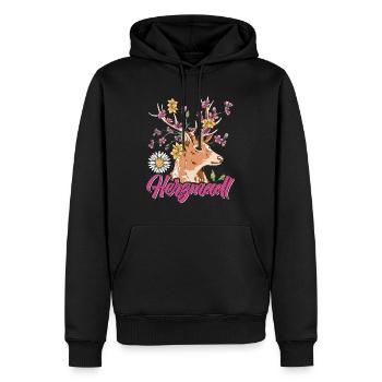 Herzmadl Trachten Shirt Frauen - Männer Premium Bio Hoodie - Schwarz - Vorne - Nico (187cm)