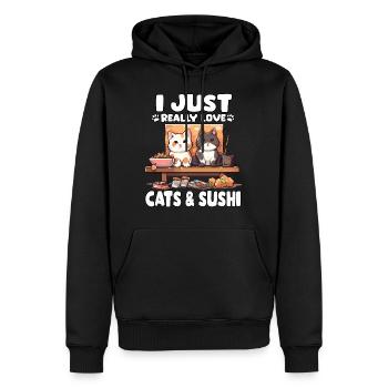 Sushi Chats Neko Cat Otaku T Japon Sushi - Sweat à capuche Premium bio Homme - noir - Devant - Nico (187cm)