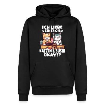 Sushi Dreams Katzen mit Sushi Kawaii Otaku - Männer Premium Bio Hoodie - Schwarz - Vorne - Nico (187cm)