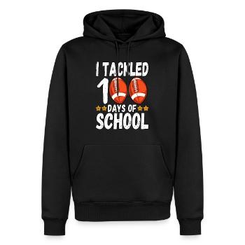 I Tackled 100 Days Of School Football 100th Day - Men’s Premium Organic Hoodie - black - Front - Nico (187cm)