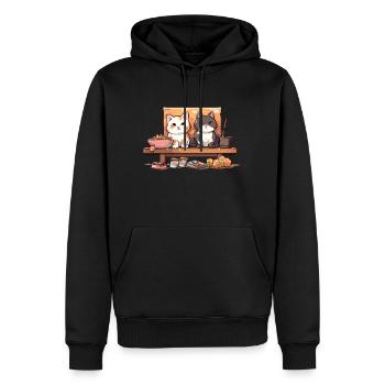 Kawaii Sushi Katze für Anime Fans Geniales Otaku - Männer Premium Bio Hoodie - Schwarz - Vorne - Nico (187cm)