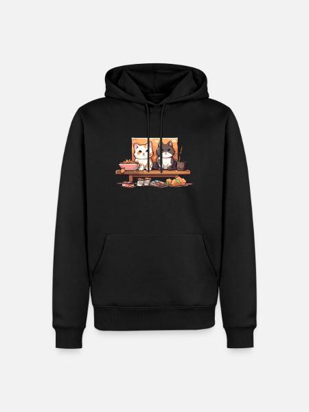 Kawaii Sushi Cat pour les fans d’anime Otaku ingénieux - Sweat à capuche Premium bio Homme - noir