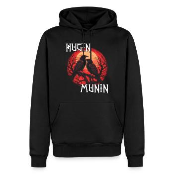 Valhalla | T-shirt Viking Warrior | Corbeau d’Odin - Sweat à capuche Premium bio Homme - noir - Devant - Nico (187cm)