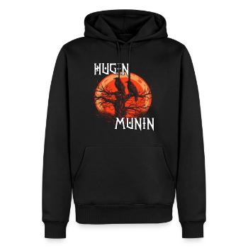 T-shirt Hugin Munin | Corbeaux vikings | Corbeau d’Odin - Sweat à capuche Premium bio Homme - noir - Devant - Nico (187cm)