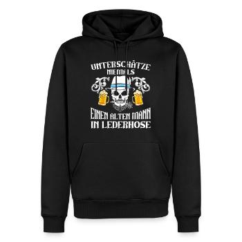 Unterschätze Nie einen Alten Mann in Lederhose - Männer Premium Bio Hoodie - Schwarz - Vorne - Nico (187cm)