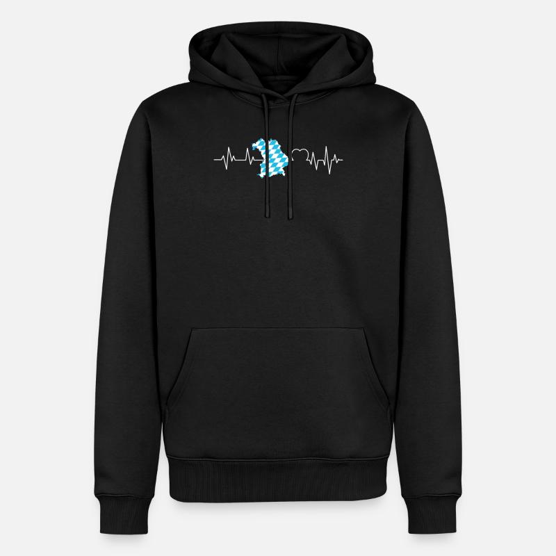 État libre de Bavière Palpitations cardiaques Drapeau bavarois - Sweat à capuche Premium bio Homme - noir