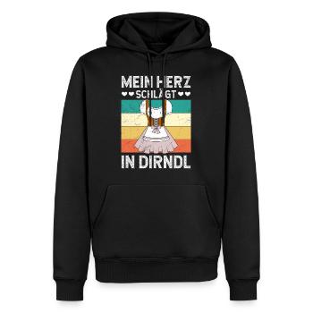 Deutschland Mein Herz schlägt in Dirndl Frauen - Männer Premium Bio Hoodie - Schwarz - Vorne - Nico (187cm)