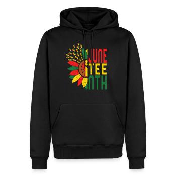 Juneteenth Shirt, Juneteenth Fist Sunflower Tee, - Men’s Premium Organic Hoodie - black - Front - Nico (187cm)