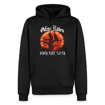 Hache viking | Chemise de guerrier viking | Corbeau d’Odin - Sweat à capuche Premium bio Homme - noir - Devant - Nico (187cm)