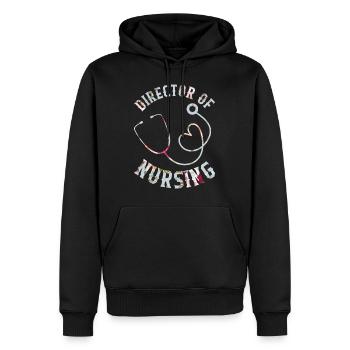 Chemise infirmière, directrice des soins infirmiers, soins de santé - Sweat à capuche Premium bio Homme - noir - Devant - Nico (187cm)