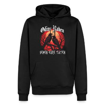 T-shirt Hugin Munin | Corbeaux vikings | Corbeau d’Odin - Sweat à capuche Premium bio Homme - noir - Devant - Nico (187cm)