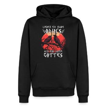 Asgard Runen | Wikinger T-Shirt | Odins Raben - Männer Premium Bio Hoodie - Schwarz - Vorne - Nico (187cm)