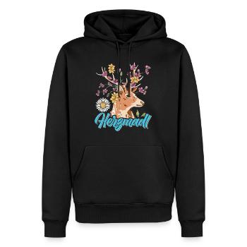 Herzmadl Trachten Shirt Frauen - Sweat à capuche Premium bio Homme - noir - Devant - Nico (187cm)