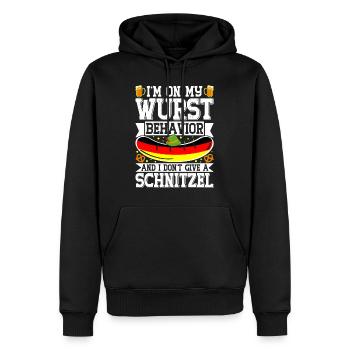 Germany On my Wurst Behavior Pretzels Beer Fan - Men’s Premium Organic Hoodie - black - Front - Nico (187cm)