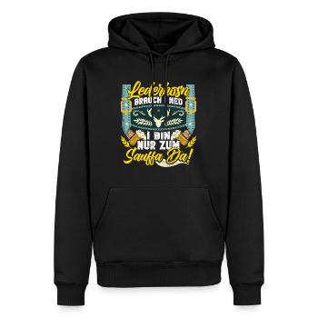 Lederhosn Brauch I ned Bin zum Sauffn Da Bierfan - Männer Premium Bio Hoodie - Schwarz - Vorne - Nico (187cm)