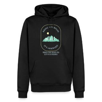 Wanderhemd, bringen Sie einen Kompass mit, es ist umständlich zu essen - Männer Premium Bio Hoodie - Schwarz - Vorne - Nico (187cm)