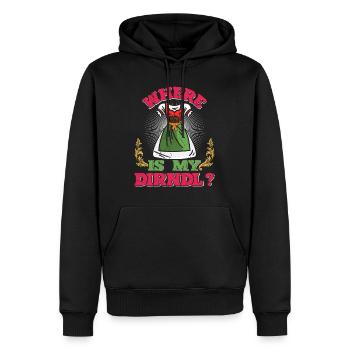 Where is my Dirndl? Trachten Shirt - Männer Premium Bio Hoodie - Schwarz - Vorne - Nico (187cm)