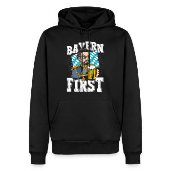 Bavaria First King Ludwig Bavarian Blue White - Men’s Premium Organic Hoodie - black - Front - Nico (187cm)