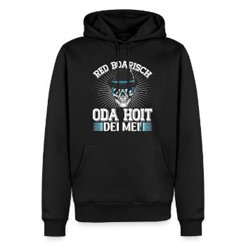 Bayern Red Boarisch oda Hoit dei Mei Bayerisch - Männer Premium Bio Hoodie - Schwarz - Vorne - Nico (187cm)