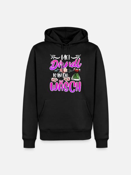 Mein Dirndl is in da Wäsch Bayerisches Dirndl Shir - Männer Premium Bio Hoodie - Schwarz
