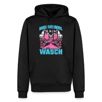 Mein Dirndl is in da Wäsch Bayerisches Dirndl Shir - Männer Premium Bio Hoodie - Schwarz - Vorne - Nico (187cm)