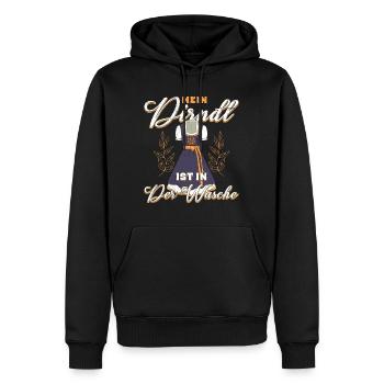 Deutschland Mein Dirndl ist in der Wäsche Trachten - Männer Premium Bio Hoodie - Schwarz - Vorne - Nico (187cm)